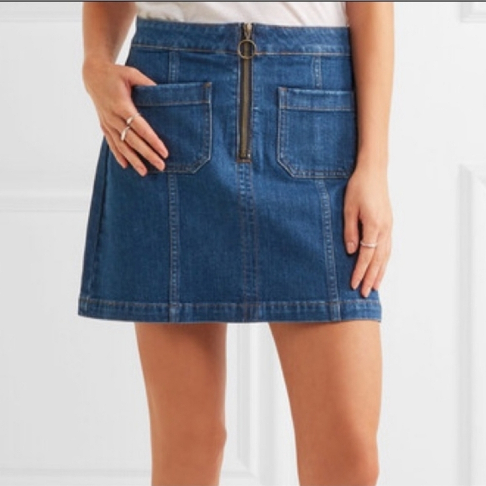 Madewell Blue Denim Mini Skirt with Front Zipper Size 25 Super Cute